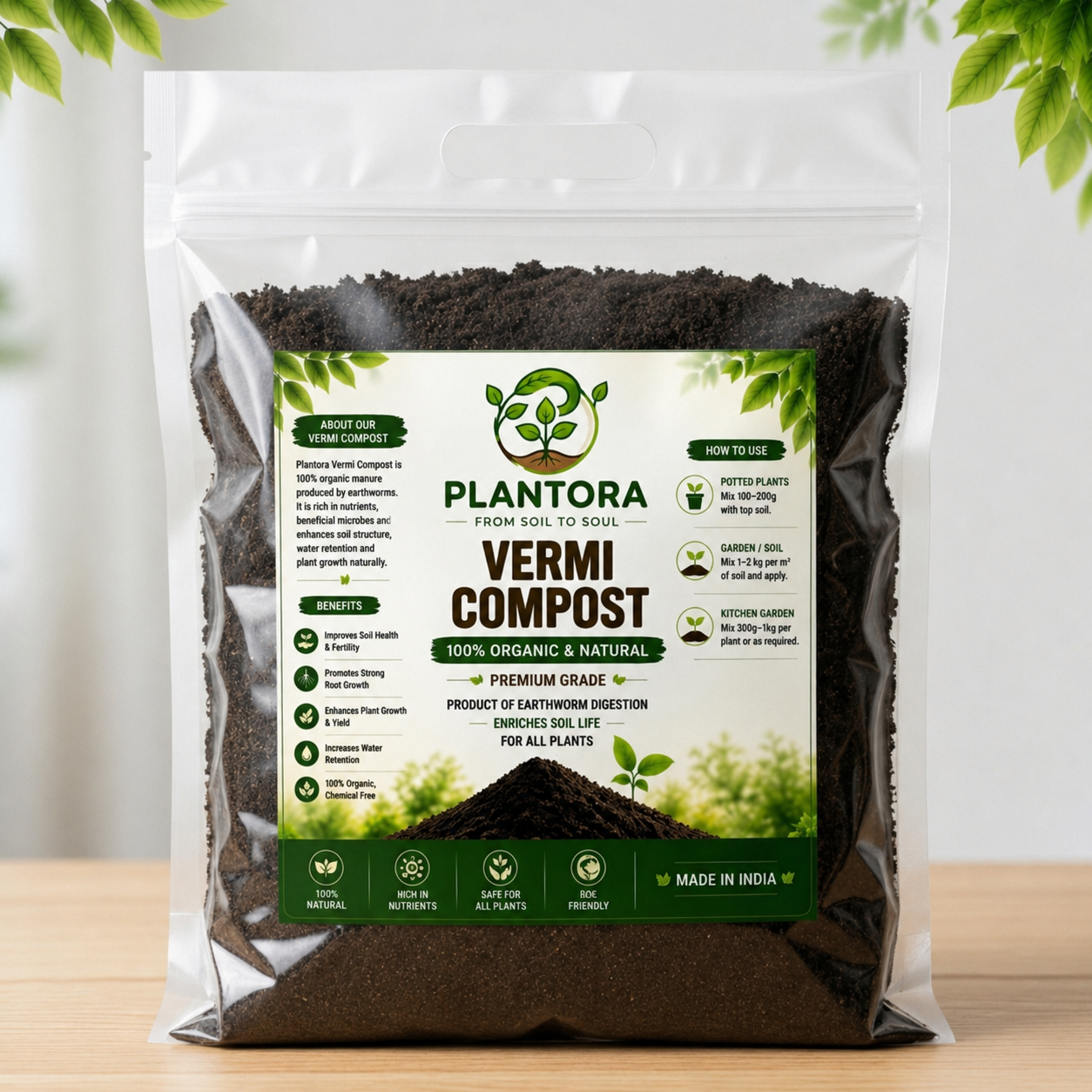 Premium Organic Vermicompost (250 GM) | Natural Plant Fertilizer for Healthy Growth
